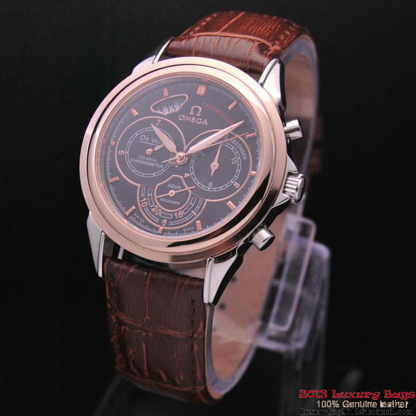 OMEGA DE VILLE CO-AXIAL CHRONOSCOPE Red Gold on Brown Leather Strap OM77422