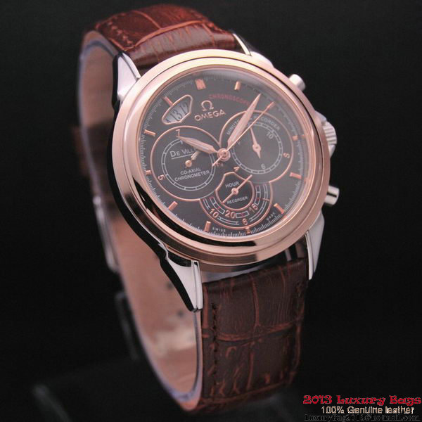 OMEGA DE VILLE CO-AXIAL CHRONOSCOPE Red Gold on Brown Leather Strap OM77422