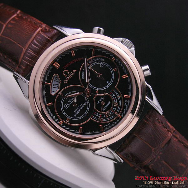 OMEGA DE VILLE CO-AXIAL CHRONOSCOPE Red Gold on Brown Leather Strap OM77422