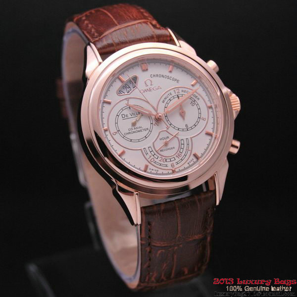 OMEGA DE VILLE CO-AXIAL CHRONOSCOPE Red Gold on Brown Leather Strap OM77424