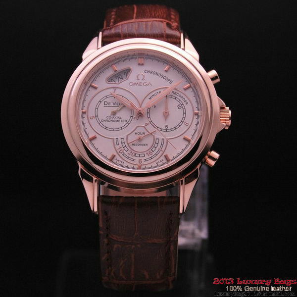 OMEGA DE VILLE CO-AXIAL CHRONOSCOPE Red Gold on Brown Leather Strap OM77424