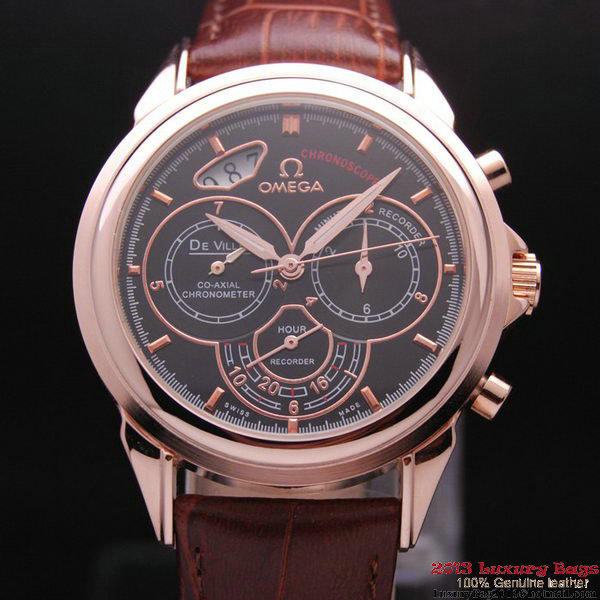 OMEGA DE VILLE CO-AXIAL CHRONOSCOPE Red Gold on Brown Leather Strap OM77426