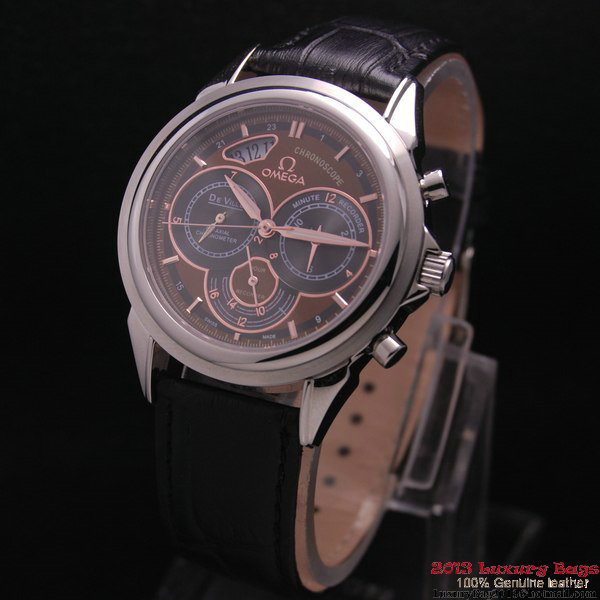 OMEGA DE VILLE CO-AXIAL CHRONOSCOPE Steel on Black Leather Strap OM77405