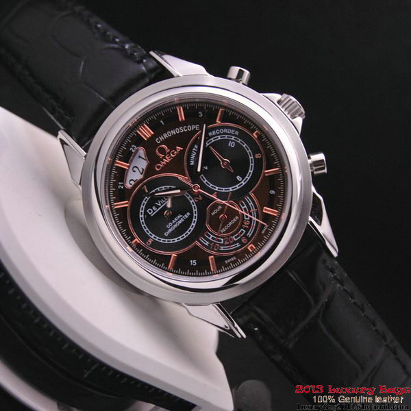 OMEGA DE VILLE CO-AXIAL CHRONOSCOPE Steel on Black Leather Strap OM77405