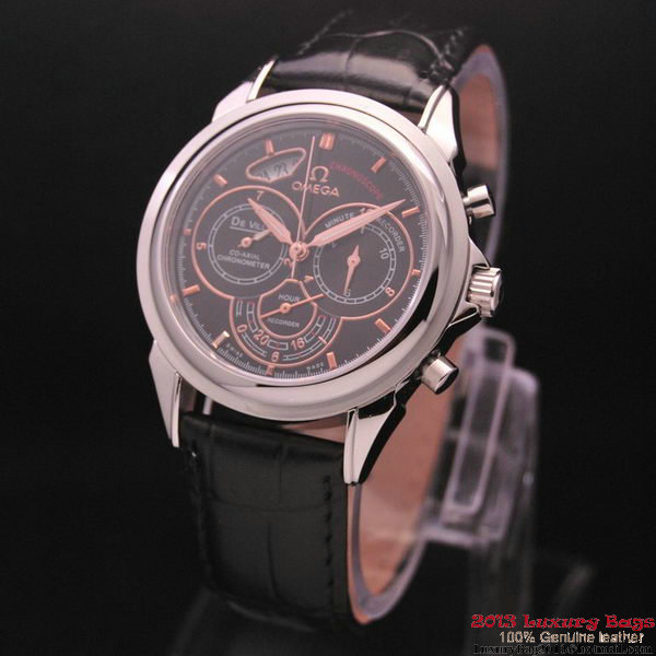 OMEGA DE VILLE CO-AXIAL CHRONOSCOPE Steel on Black Leather Strap OM77409