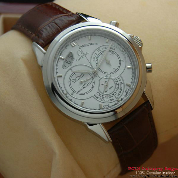 OMEGA DE VILLE CO-AXIAL CHRONOSCOPE Steel on Brown Leather Strap OM77401