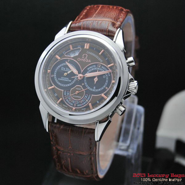 OMEGA DE VILLE CO-AXIAL CHRONOSCOPE Steel on Brown Leather Strap OM77404