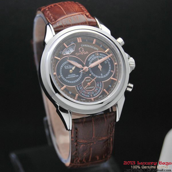 OMEGA DE VILLE CO-AXIAL CHRONOSCOPE Steel on Brown Leather Strap OM77404