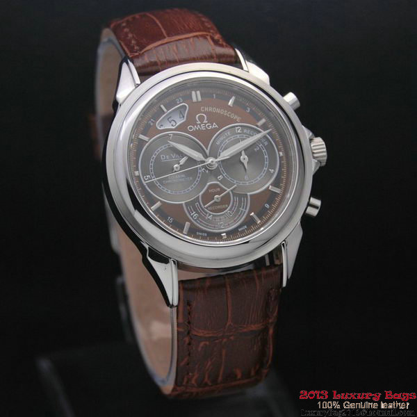 OMEGA DE VILLE CO-AXIAL CHRONOSCOPE Steel on Brown Leather Strap OM77406