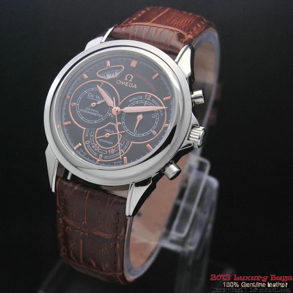 OMEGA DE VILLE CO-AXIAL CHRONOSCOPE Steel on Brown Leather Strap OM77408