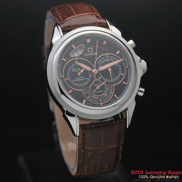 OMEGA DE VILLE CO-AXIAL CHRONOSCOPE Steel on Brown Leather Strap OM77408