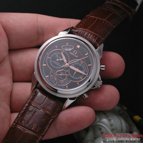 OMEGA DE VILLE CO-AXIAL CHRONOSCOPE Steel on Brown Leather Strap OM77408