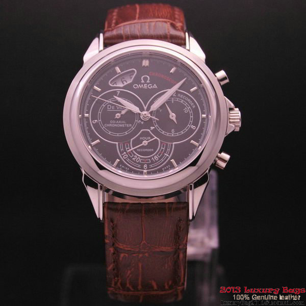 OMEGA DE VILLE CO-AXIAL CHRONOSCOPE Steel on Brown Leather Strap OM77410