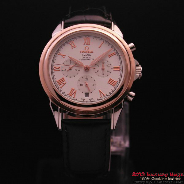 OMEGA DE VILLE CO-AXIAL Chronometer Red Gold on Black Leather Strap OM77502