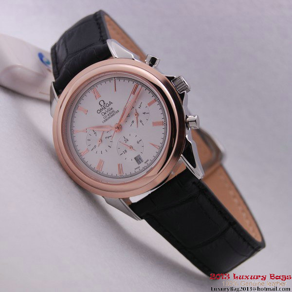 OMEGA DE VILLE CO-AXIAL Chronometer Red Gold on Black Leather Strap OM77502