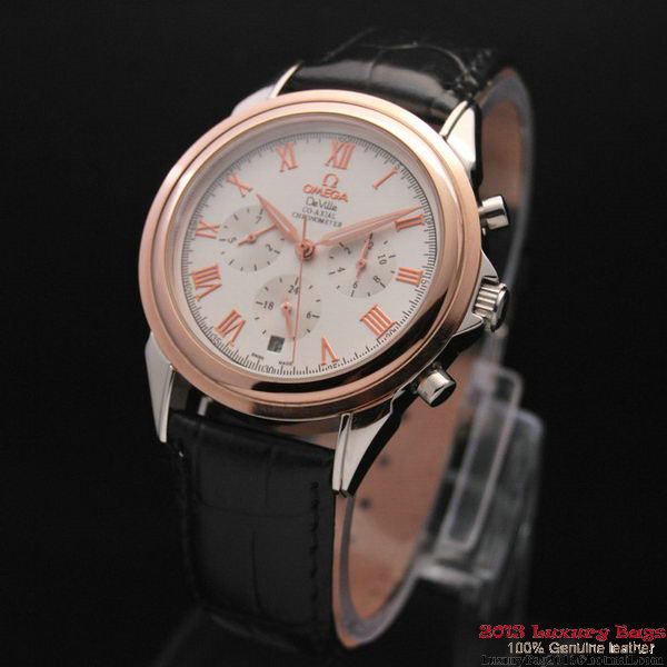 OMEGA DE VILLE CO-AXIAL Chronometer Red Gold on Black Leather Strap OM77502