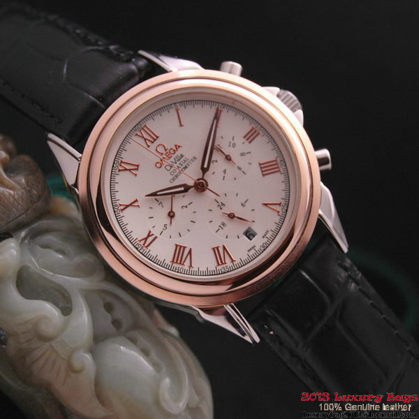 OMEGA DE VILLE CO-AXIAL Chronometer Red Gold on Black Leather Strap OM77502