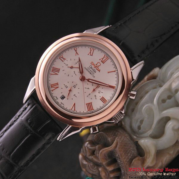 OMEGA DE VILLE CO-AXIAL Chronometer Red Gold on Black Leather Strap OM77502