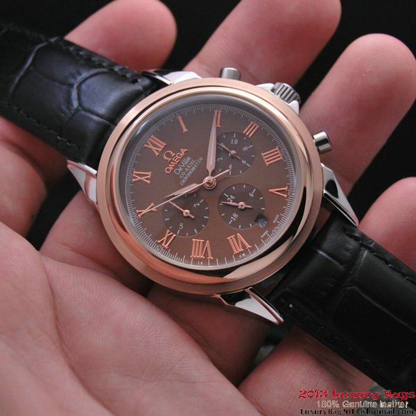 OMEGA DE VILLE CO-AXIAL Chronometer Red Gold on Black Leather Strap OM77504