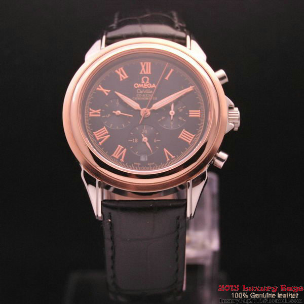 OMEGA DE VILLE CO-AXIAL Chronometer Red Gold on Black Leather Strap OM77506