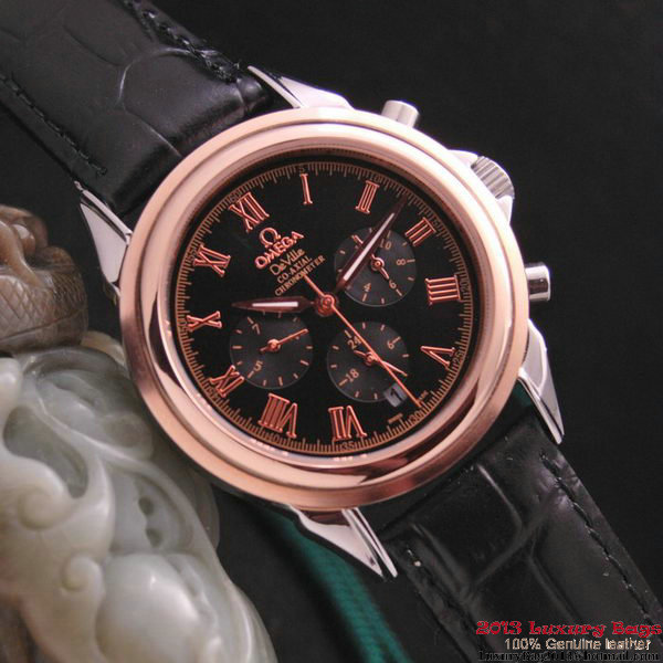 OMEGA DE VILLE CO-AXIAL Chronometer Red Gold on Black Leather Strap OM77506