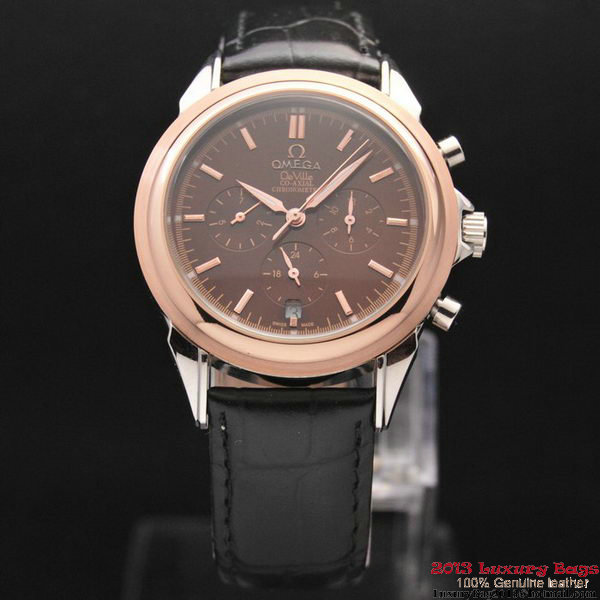 OMEGA DE VILLE CO-AXIAL Chronometer Red Gold on Black Leather Strap OM77510