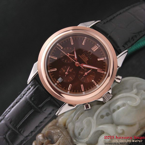 OMEGA DE VILLE CO-AXIAL Chronometer Red Gold on Black Leather Strap OM77510