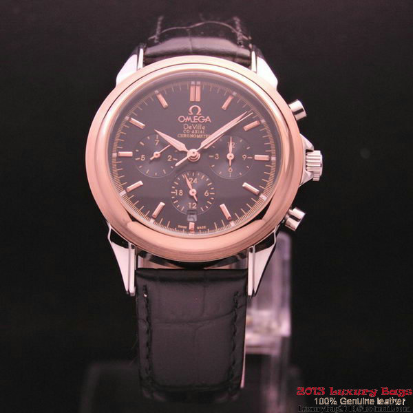 OMEGA DE VILLE CO-AXIAL Chronometer Red Gold on Black Leather Strap OM77512