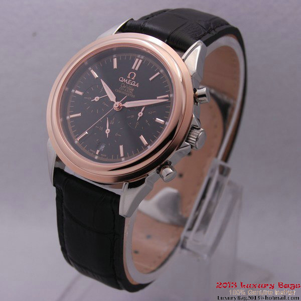 OMEGA DE VILLE CO-AXIAL Chronometer Red Gold on Black Leather Strap OM77512