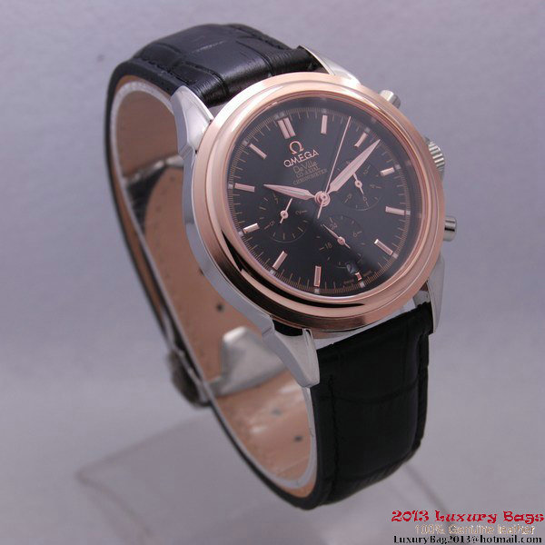 OMEGA DE VILLE CO-AXIAL Chronometer Red Gold on Black Leather Strap OM77512