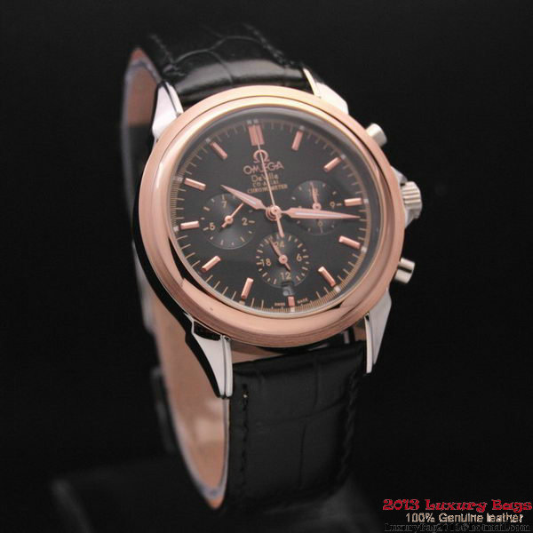 OMEGA DE VILLE CO-AXIAL Chronometer Red Gold on Black Leather Strap OM77512