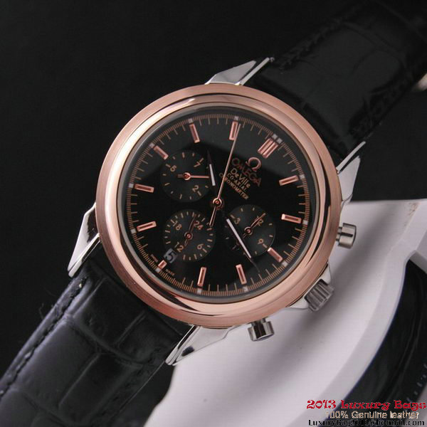 OMEGA DE VILLE CO-AXIAL Chronometer Red Gold on Black Leather Strap OM77512