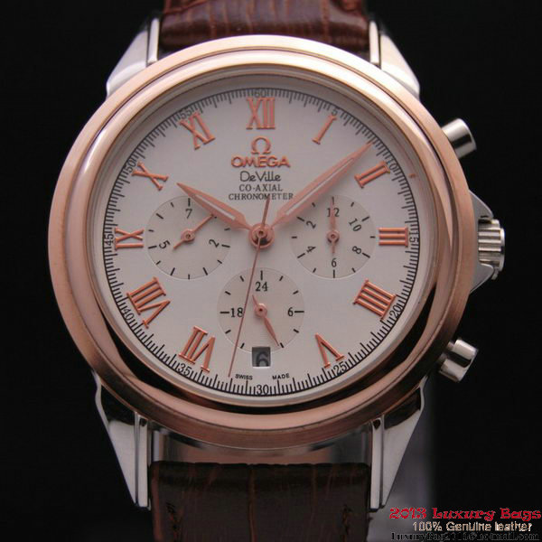 OMEGA DE VILLE CO-AXIAL Chronometer Red Gold on Brown Leather Strap OM77501