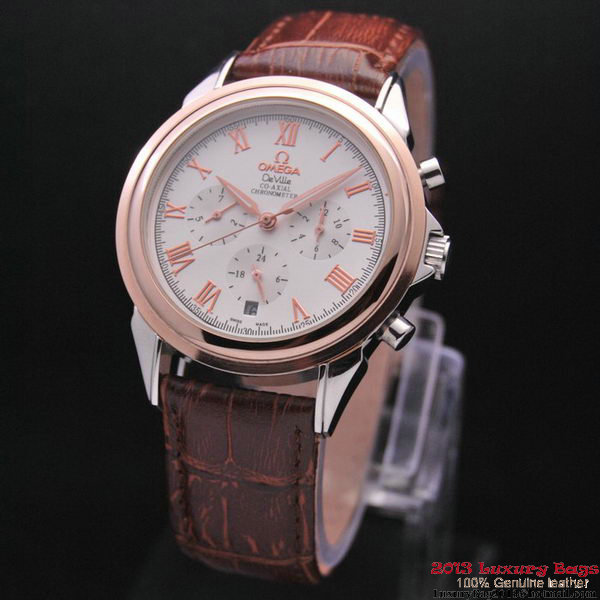 OMEGA DE VILLE CO-AXIAL Chronometer Red Gold on Brown Leather Strap OM77501