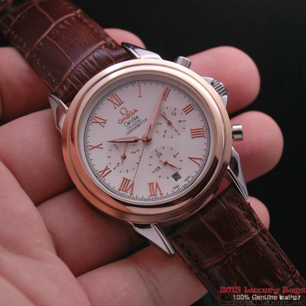 OMEGA DE VILLE CO-AXIAL Chronometer Red Gold on Brown Leather Strap OM77501