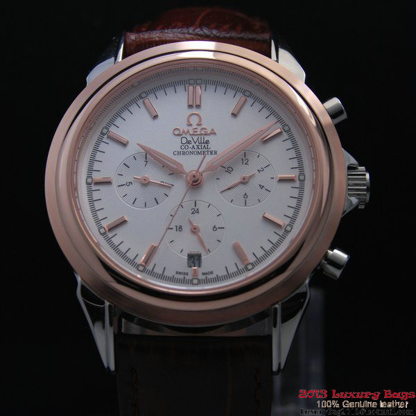 OMEGA DE VILLE CO-AXIAL Chronometer Red Gold on Brown Leather Strap OM77507