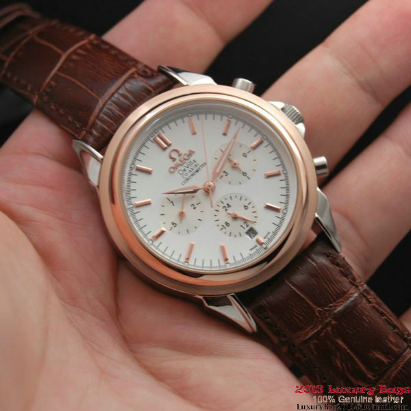 OMEGA DE VILLE CO-AXIAL Chronometer Red Gold on Brown Leather Strap OM77507