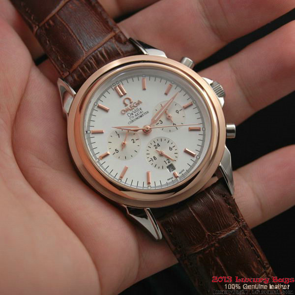 OMEGA DE VILLE CO-AXIAL Chronometer Red Gold on Brown Leather Strap OM77507