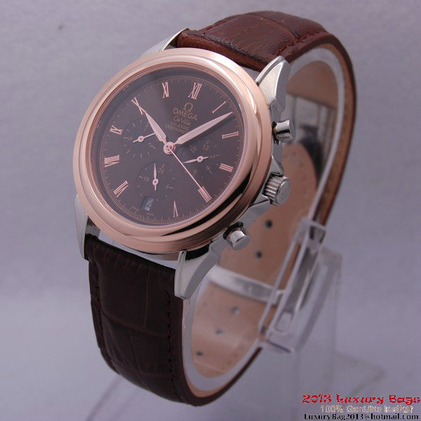 OMEGA DE VILLE CO-AXIAL Chronometer Red Gold on Brown Leather Strap OM77509