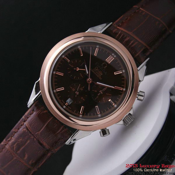 OMEGA DE VILLE CO-AXIAL Chronometer Red Gold on Brown Leather Strap OM77509