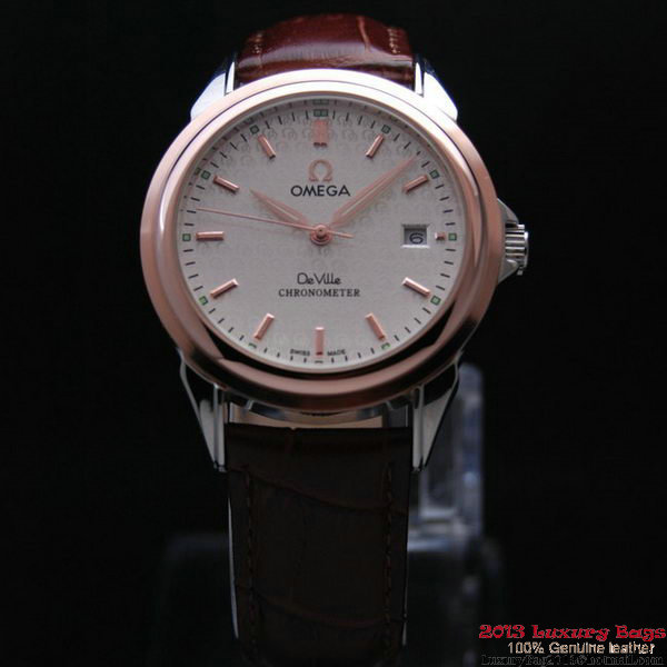 OMEGA DE VILLE Chronometer Red Gold on Brown Leather Strap OM77313