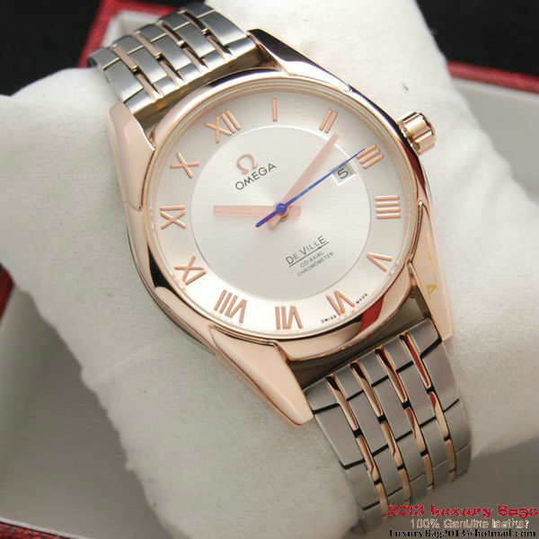 OMEGA DE VILLE Co-AXIAL CHRONOMETER Red Gold on Steel Strap OM77018