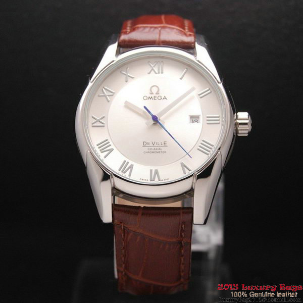 OMEGA DE VILLE Co-AXIAL CHRONOMETER Steel on Brown Leather Strap OM77003