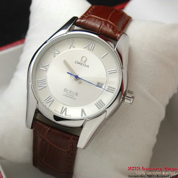 OMEGA DE VILLE Co-AXIAL CHRONOMETER Steel on Brown Leather Strap OM77003