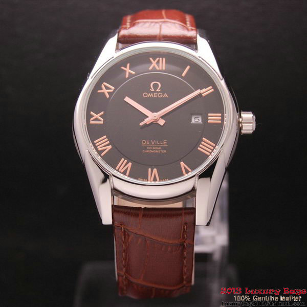 OMEGA DE VILLE Co-AXIAL CHRONOMETER Steel on Brown Leather Strap OM77005