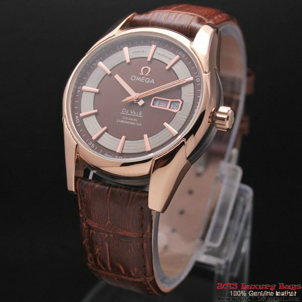 OMEGA DE VILLE HOUR VISION ANNUAL CALENDAR Red Gold on Brown Leather Strap OM77121