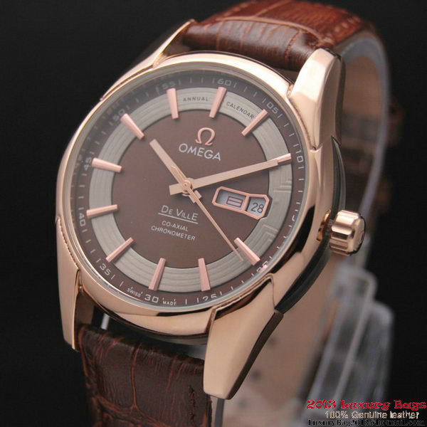 OMEGA DE VILLE HOUR VISION ANNUAL CALENDAR Red Gold on Brown Leather Strap OM77121