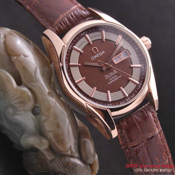 OMEGA DE VILLE HOUR VISION ANNUAL CALENDAR Red Gold on Brown Leather Strap OM77121