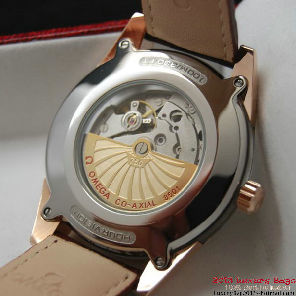 OMEGA DE VILLE HOUR VISION ANNUAL CALENDAR Red Gold on Brown Leather Strap OM77123