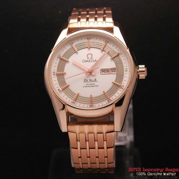 OMEGA DE VILLE HOUR VISION ANNUAL CALENDAR Red Gold on Red Gold Strap OM77128